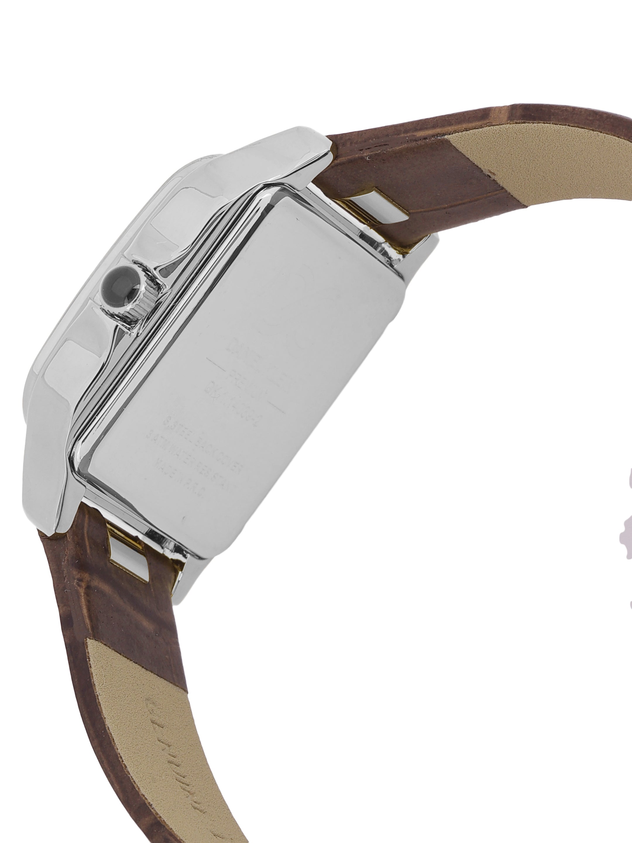 Daniel klein Premium Lady Silver &amp; Rose Gold Case Brown Leather Strap Sunray Dial Watch DK.1.14039-6