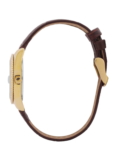 Daniel klein IPG Silver Dark Brown Sunray Dial Leather Watch for Women DK.6.14030-3