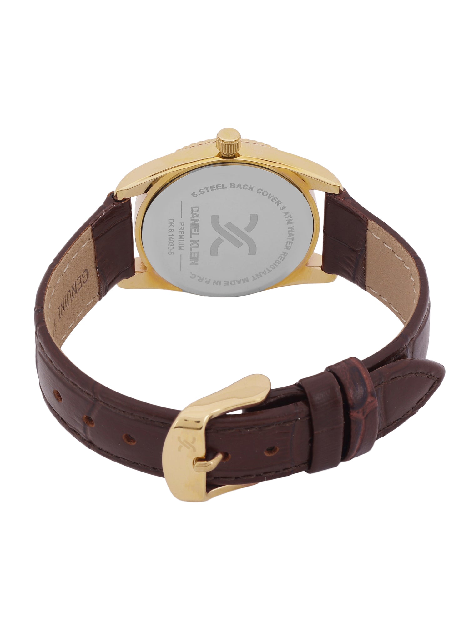 Daniel klein IPG Silver Dark Brown Sunray Dial Leather Watch for Women DK.6.14030-3