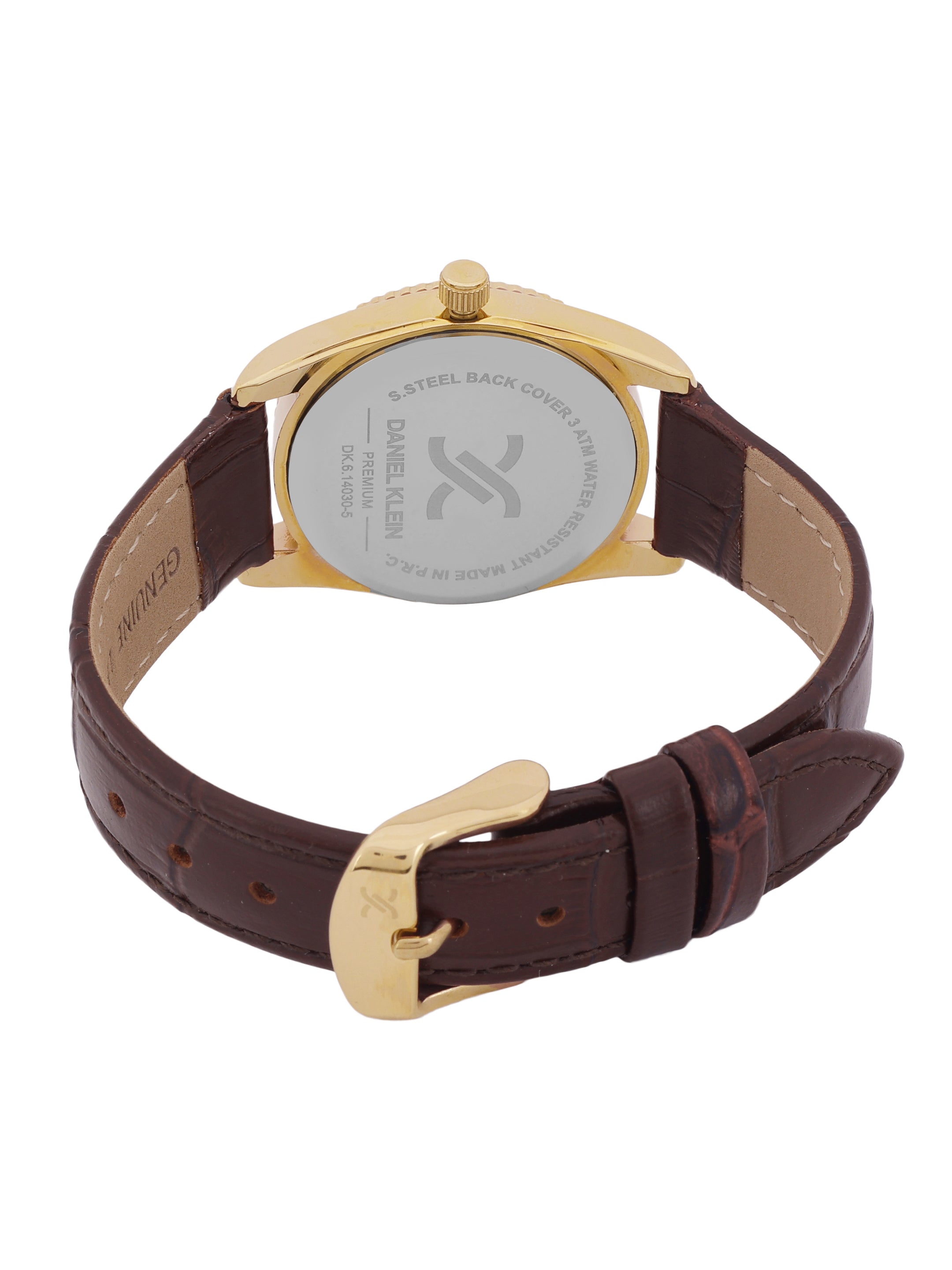 Daniel klein IPG Silver Dark Brown Sunray Dial Leather Watch for Women DK.6.14030-3