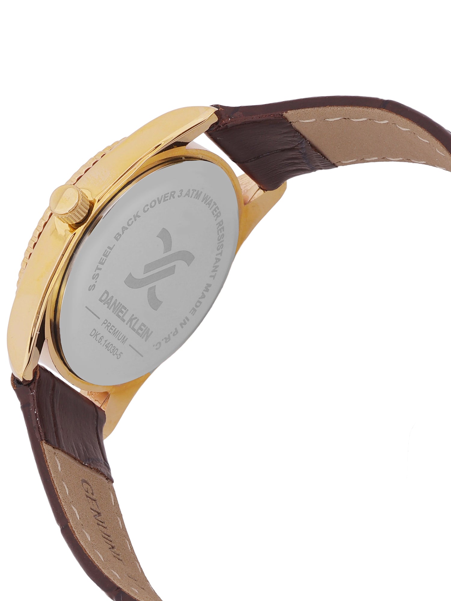 Daniel klein IPG Silver Dark Brown Sunray Dial Leather Watch for Women DK.6.14030-3