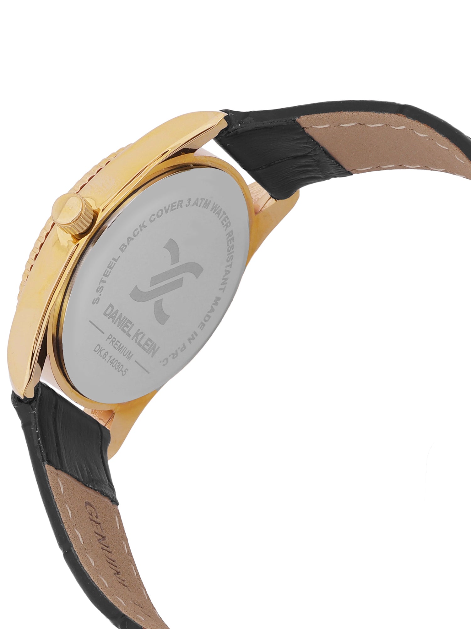 Daniel klein IPG Gun Black Sunray Dial Leather Watch for Women DK.6.14030-2