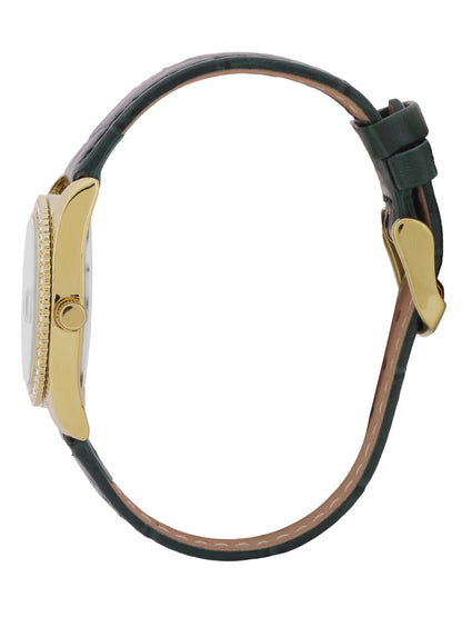 Daniel klein IPG Dark Green Sunray Dial Leather Watch for Women DK.6.14030-4