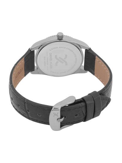 Daniel klein IPS Silver Black Sunray Dial Leather Watch for Women DK.6.14030-1