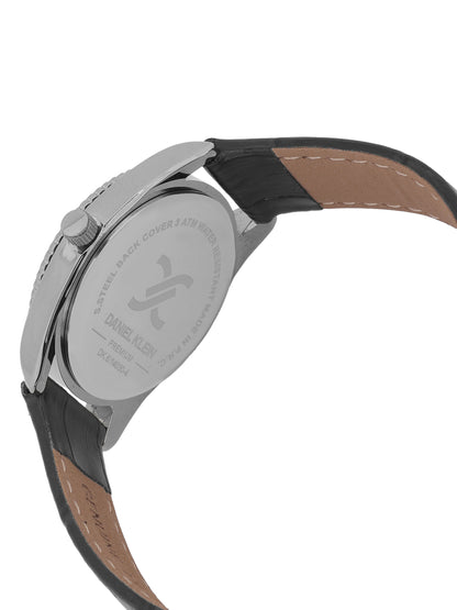 Daniel klein IPS Silver Black Sunray Dial Leather Watch for Women DK.6.14030-1