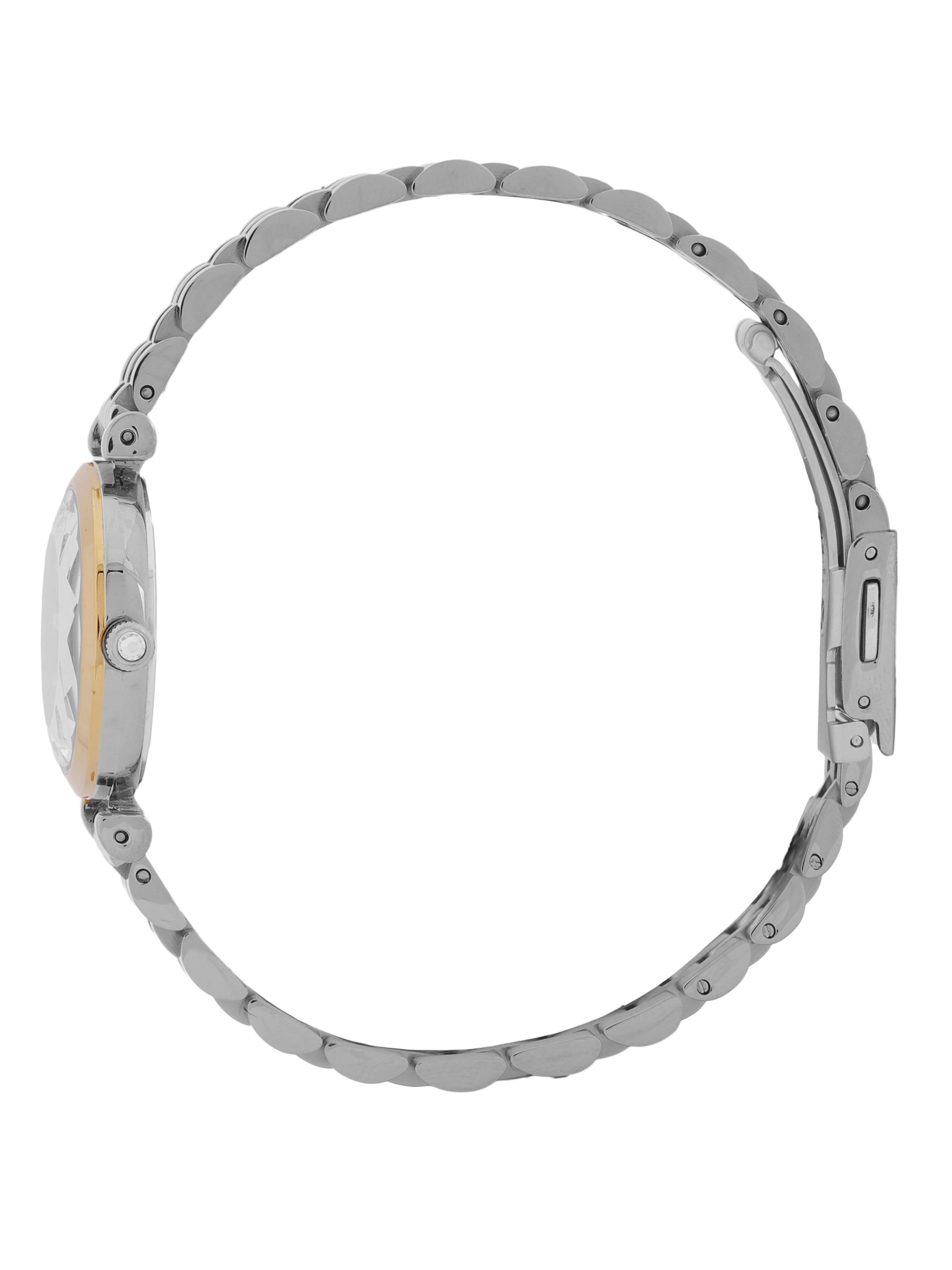 Daniel klein IPS/IP Pink R.Gold Silver Embossed Dial Stone Watch for Women DK.1.14094-5