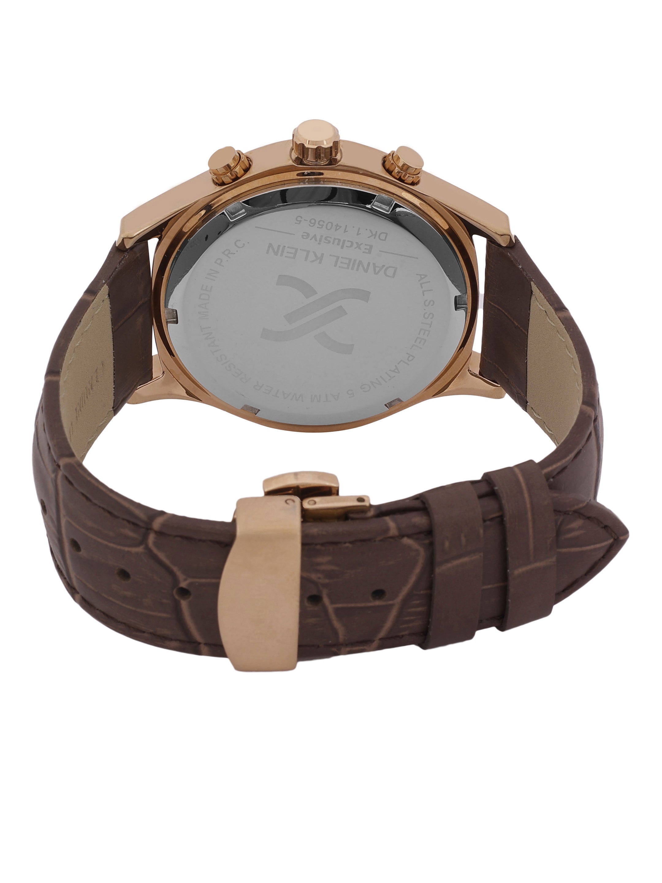 Daniel Klein Men’s Gun Black Dial Brown Leather Watch DK.1.14056-5