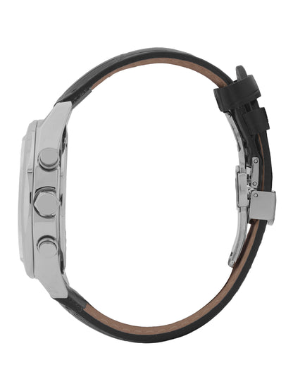 Daniel Klein Men’s Silver Dial Black Leather Strap Watch DK.1.14065-1