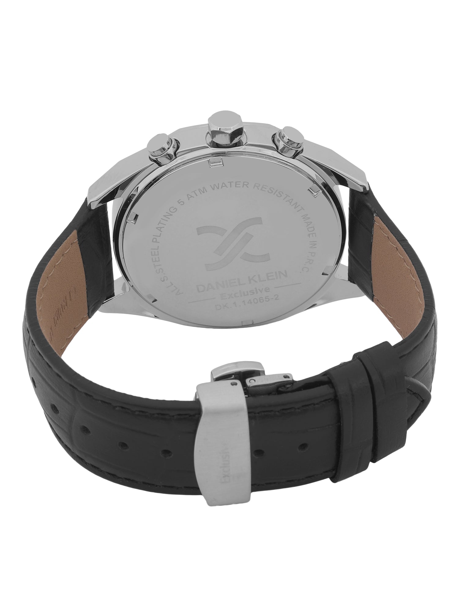 Daniel Klein Men’s Black Dial Gun Black Case Leather Strap Watch DK.1.14065-2