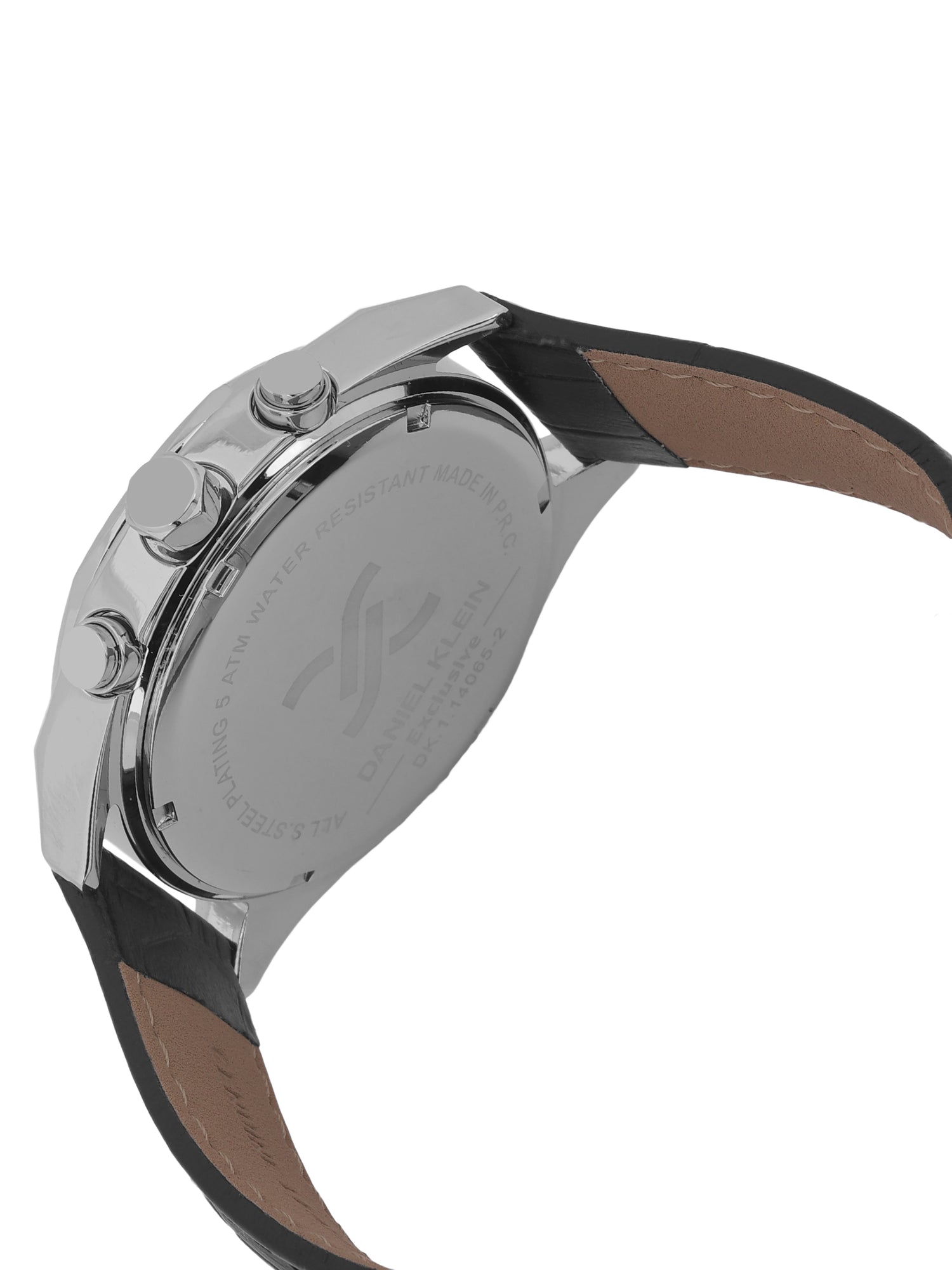 Daniel Klein Men’s Black Dial Gun Black Case Leather Strap Watch DK.1.14065-2