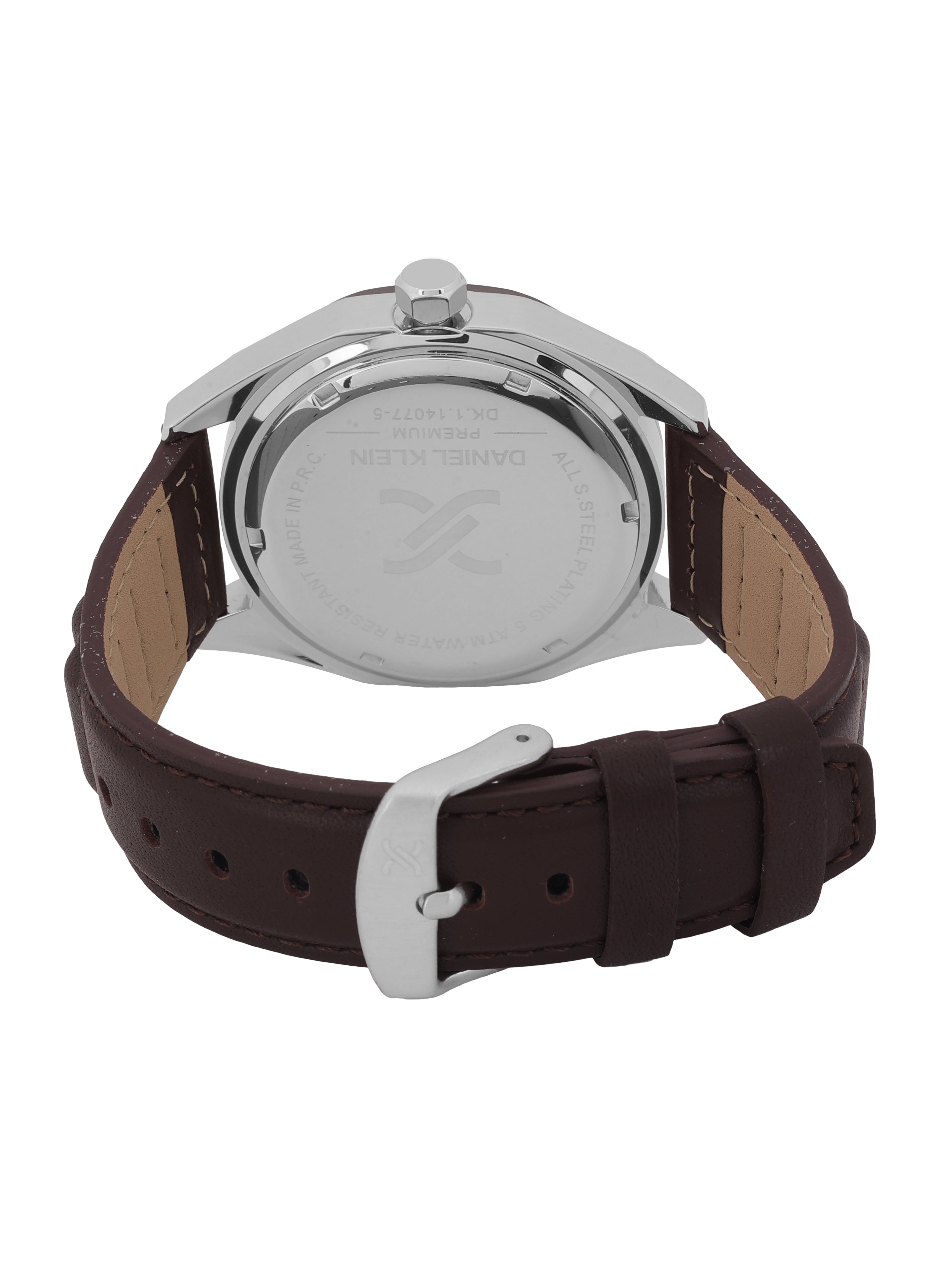 Daniel klein Dual-Tone IPS/IP Black Blue Emboss Dial Leather Watch for Men DK.1.14077-5