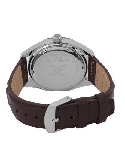 Daniel klein Dual-Tone IPS/IP Black Dark Brown Emboss Dial Leather Watch for Men DK.1.14077-3