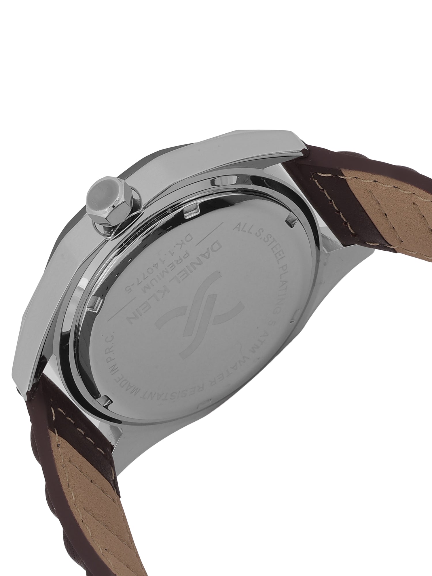 Daniel klein Dual-Tone IPS/IP Black Blue Emboss Dial Leather Watch for Men DK.1.14077-5