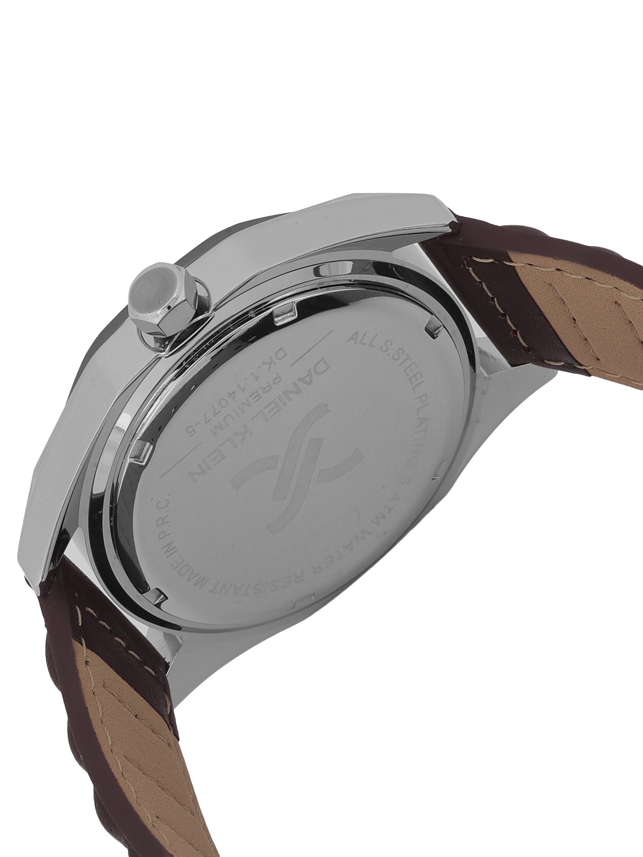 Daniel klein Dual-Tone IPS/IP Black Dark Brown Emboss Dial Leather Watch for Men DK.1.14077-3