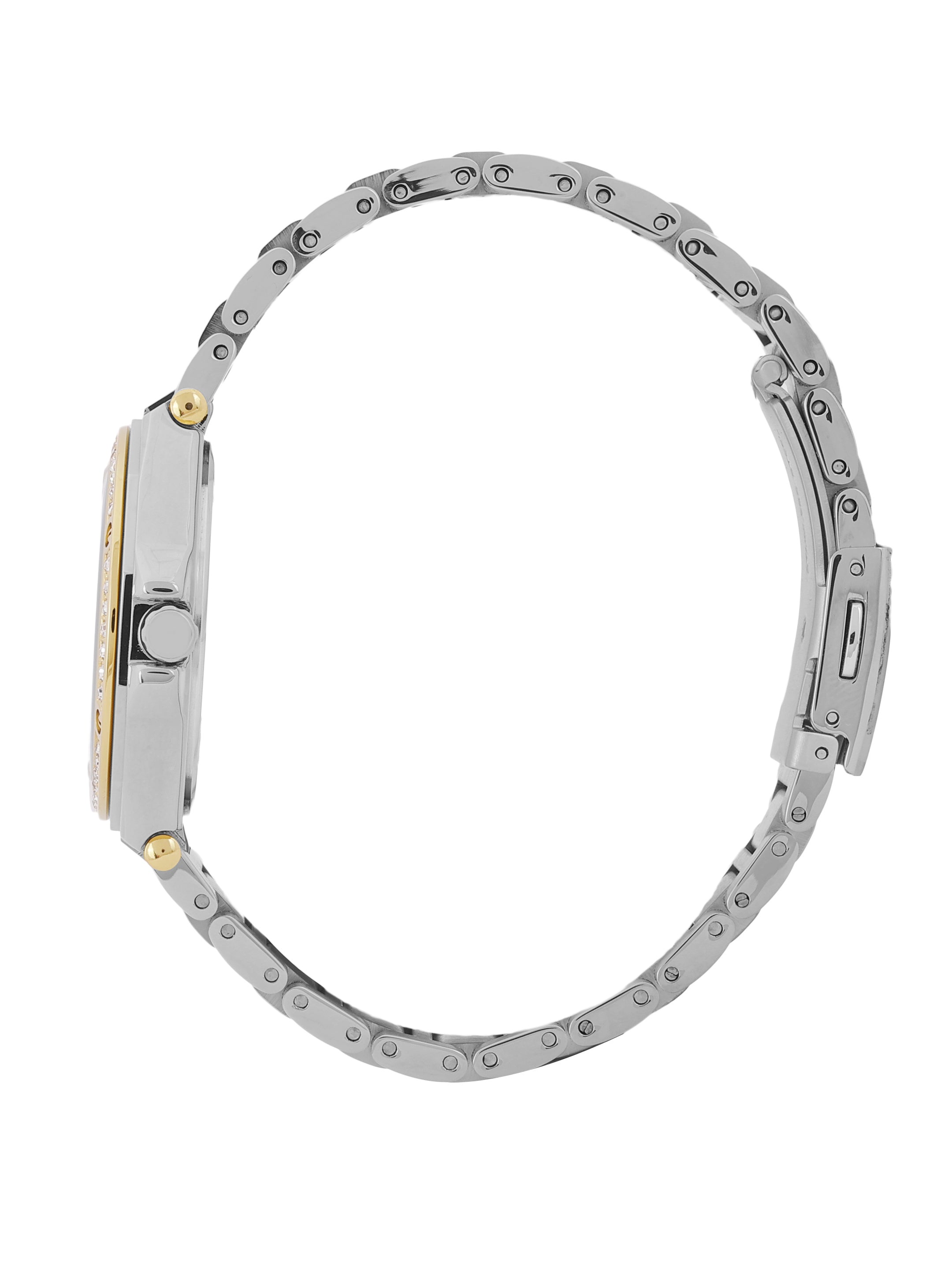 Daniel klein Premium Lady Dual-Tone IPS/IPG Silver Embossed Dial Stone Stainless Steel Watch DK.1.13931-4