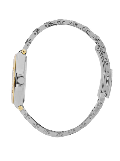 Daniel klein Premium Lady Dual-Tone IPS/IPG Silver Embossed Dial Stone Stainless Steel Watch DK.1.13931-4