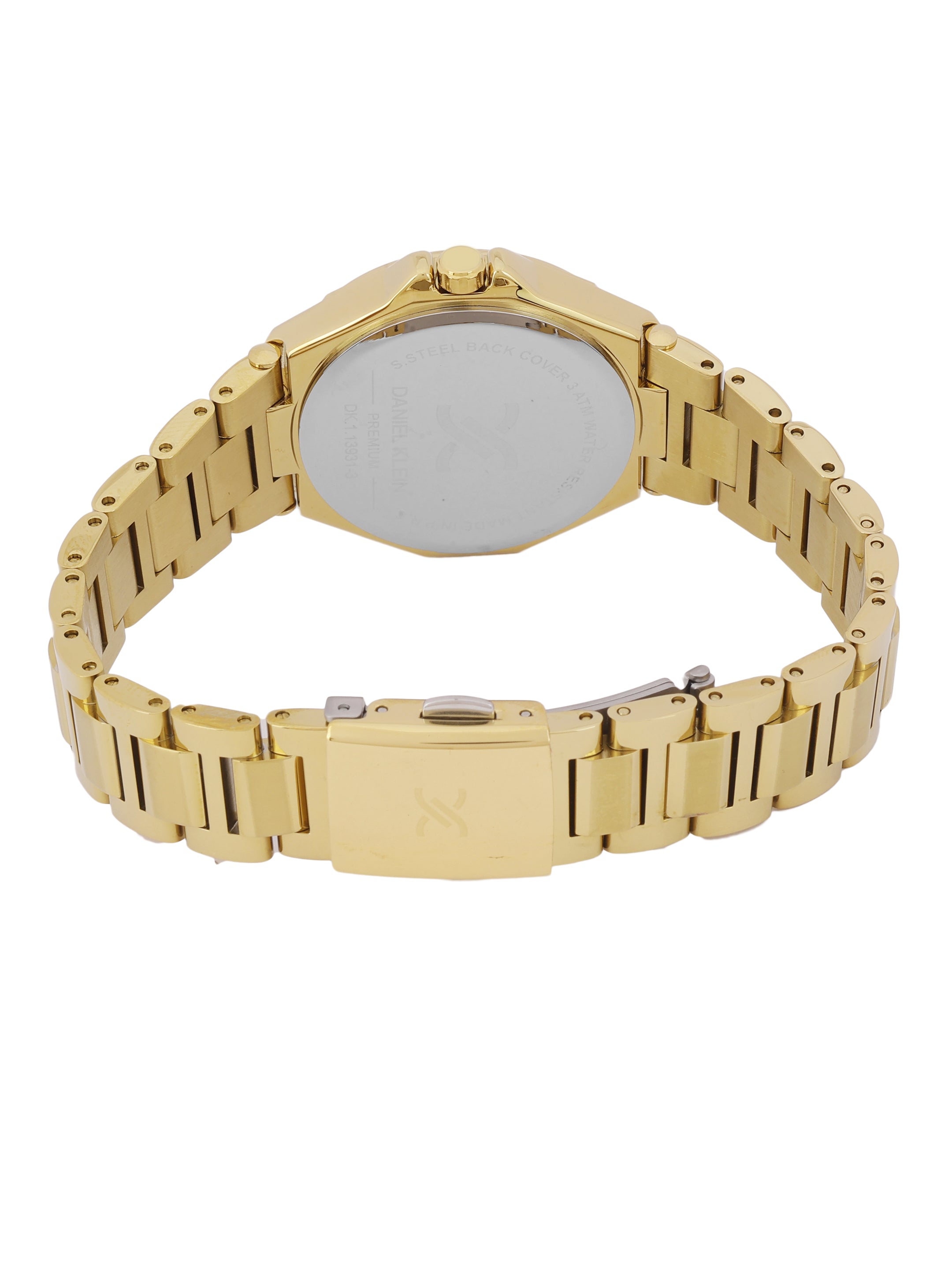 Daniel klein Premium Lady IPG Silver Embossed Dial Stone Stainless Steel Watch DK.1.13931-3