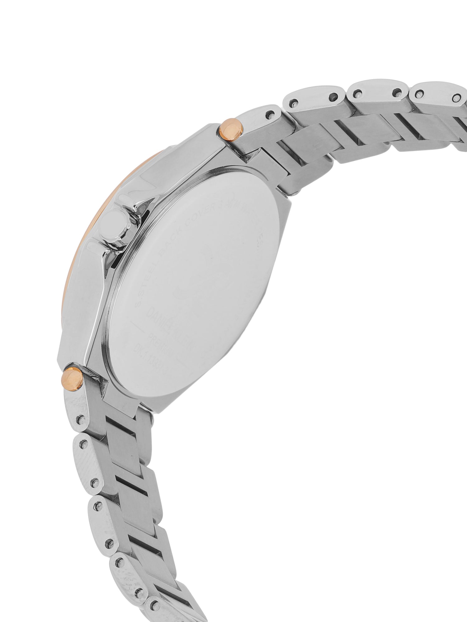 Daniel klein IPS/IP Pink Rose Gold Silver Embossed Dial Stone Watch for Women DK.1.13931-6