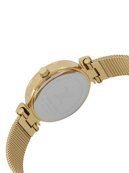 Daniel klein Premium Lady Silver Emboss Dial Gold Mesh Watch DK.1.13966-3