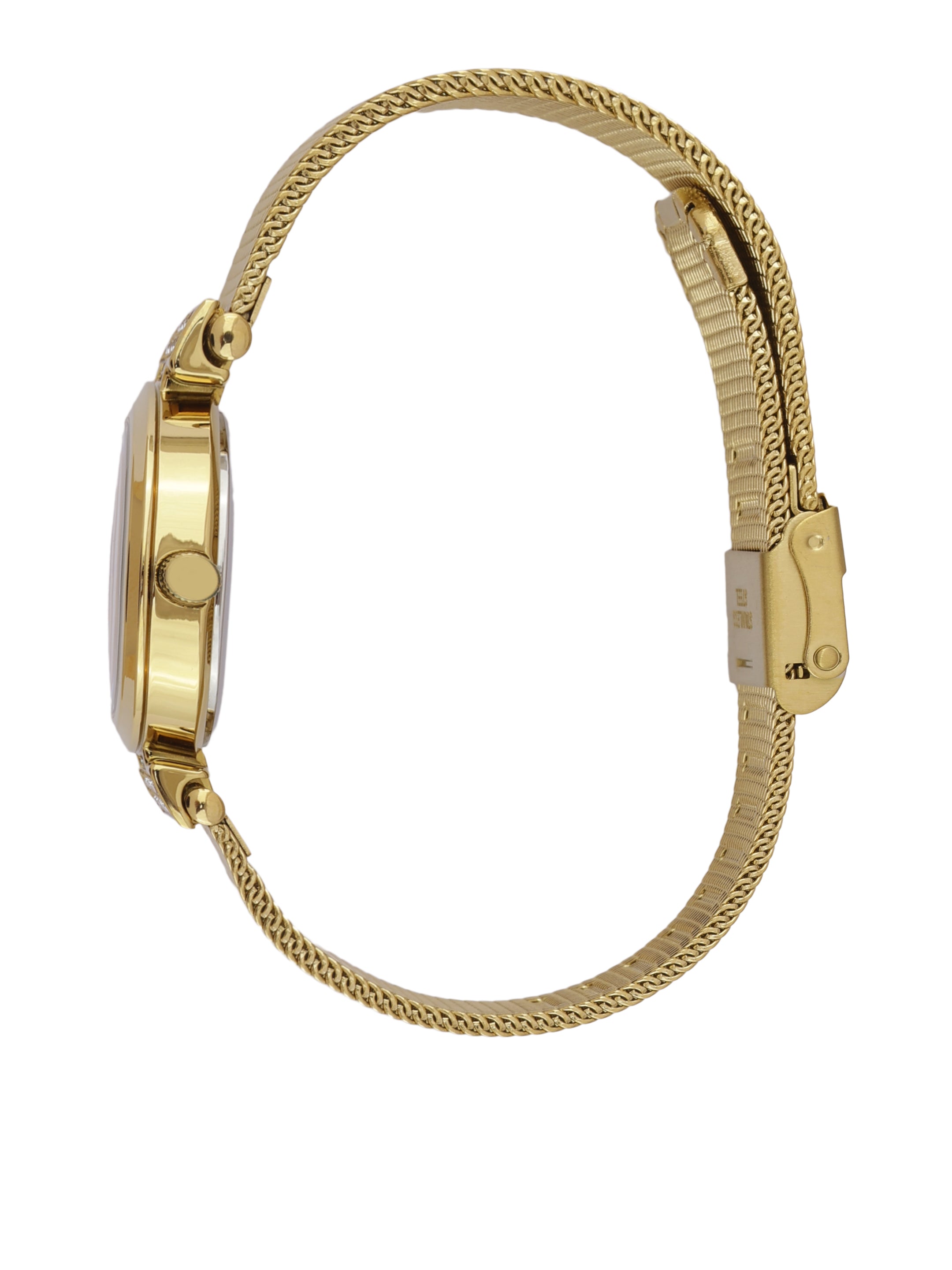 Daniel klein Premium Lady Champagne Emboss Dial Gold Mesh Watch DK.1.13966-2