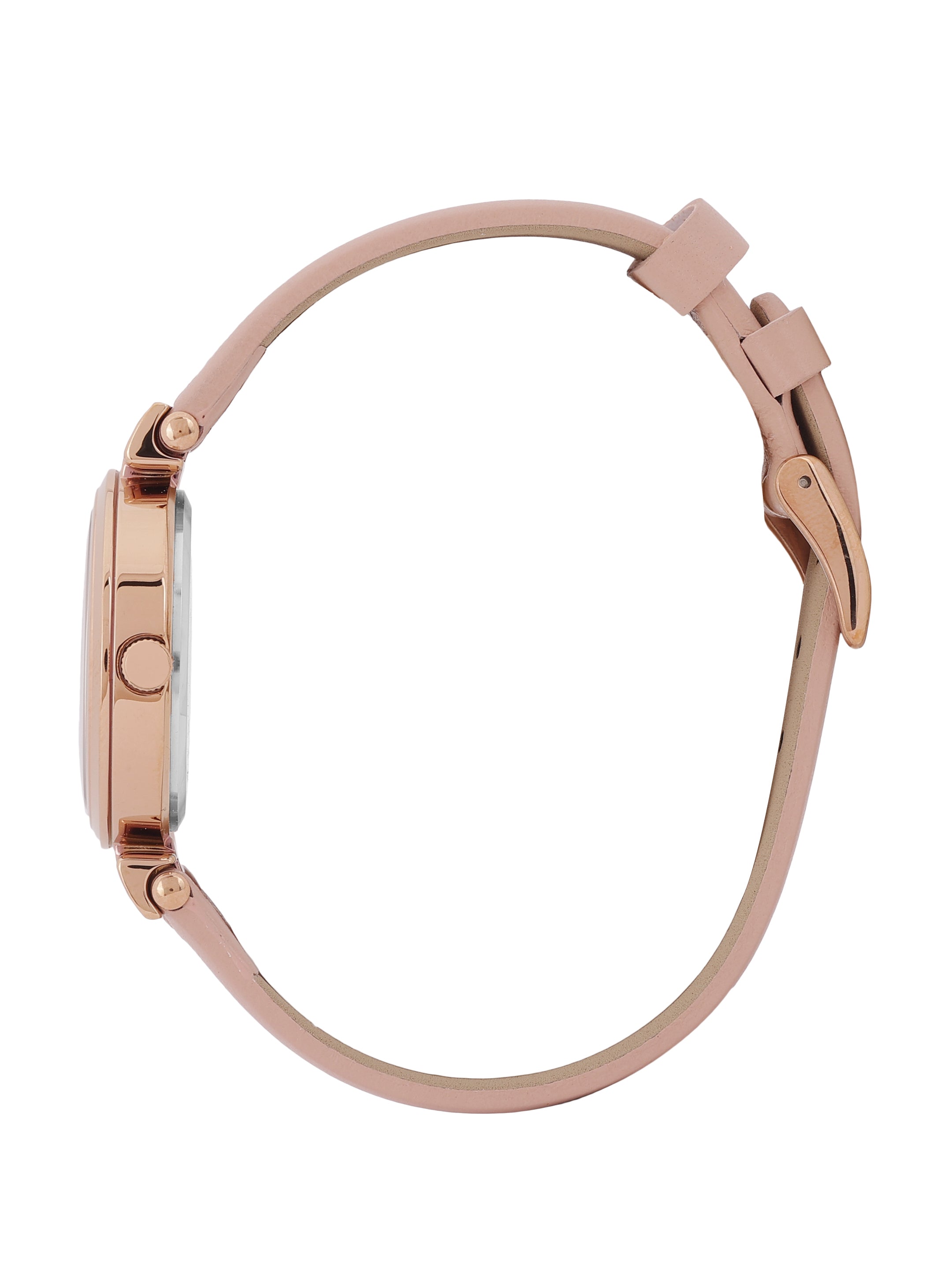 Daniel klein Premium Lady Rose Gold Pink Emboss Dial Leather Watch DK.1.13967-5