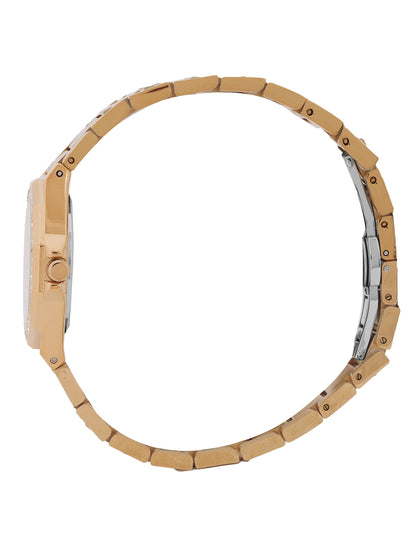 Daniel klein Premium Lady IP Pink R.Gold Dark Brown Sunray Dial Stone Stainless Steel Watch DK.1.13918-5