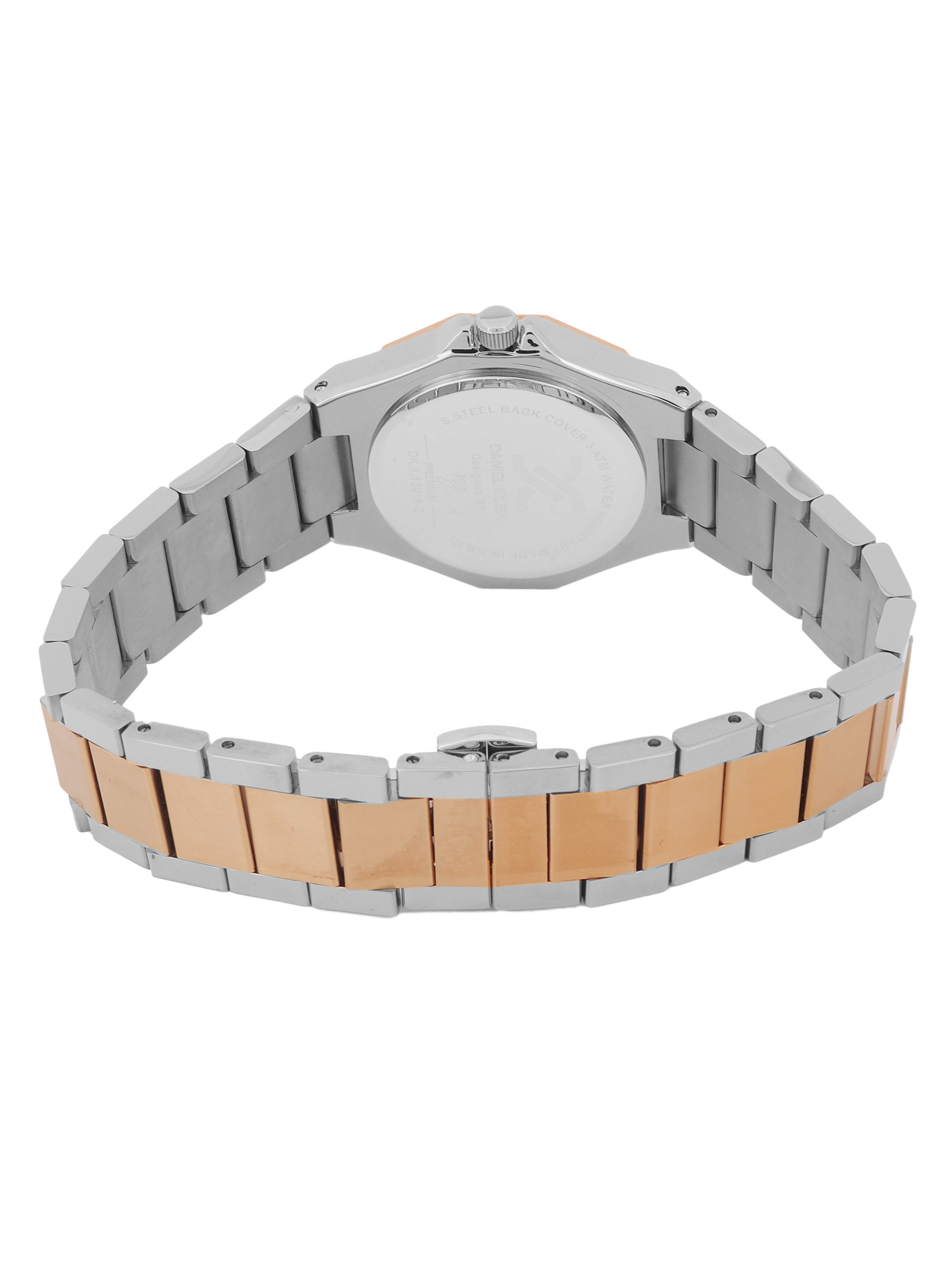 Daniel klein Premium Lady IPS/IP Pink R.Gold Silver Sunray Dial Stone Stainless Steel Watch DK.1.13918-6