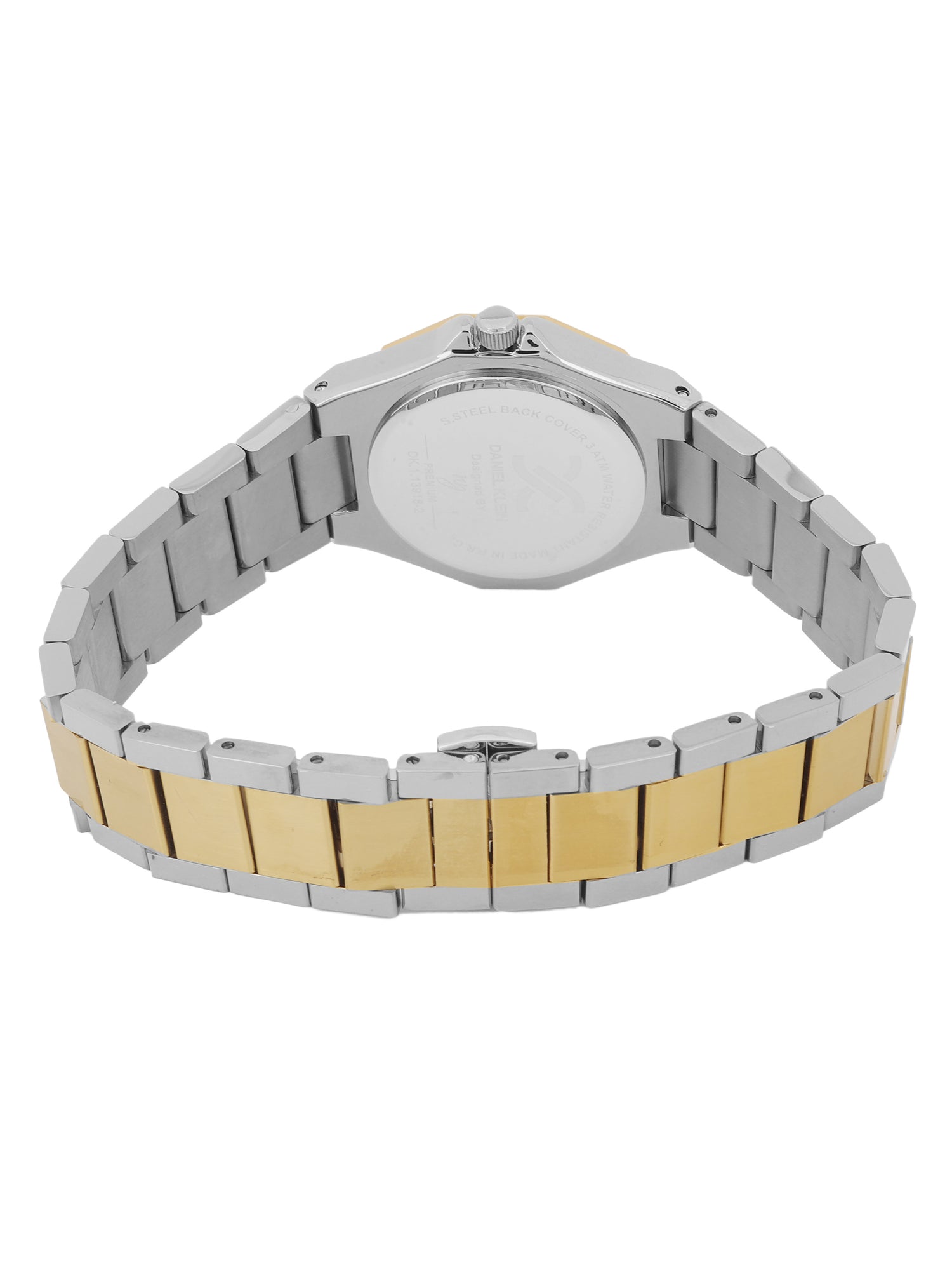 Daniel klein Premium Lady Dual-Tone IPS/IPG Silver Sunray Dial Stone Stainless Steel Watch DK.1.13918-3