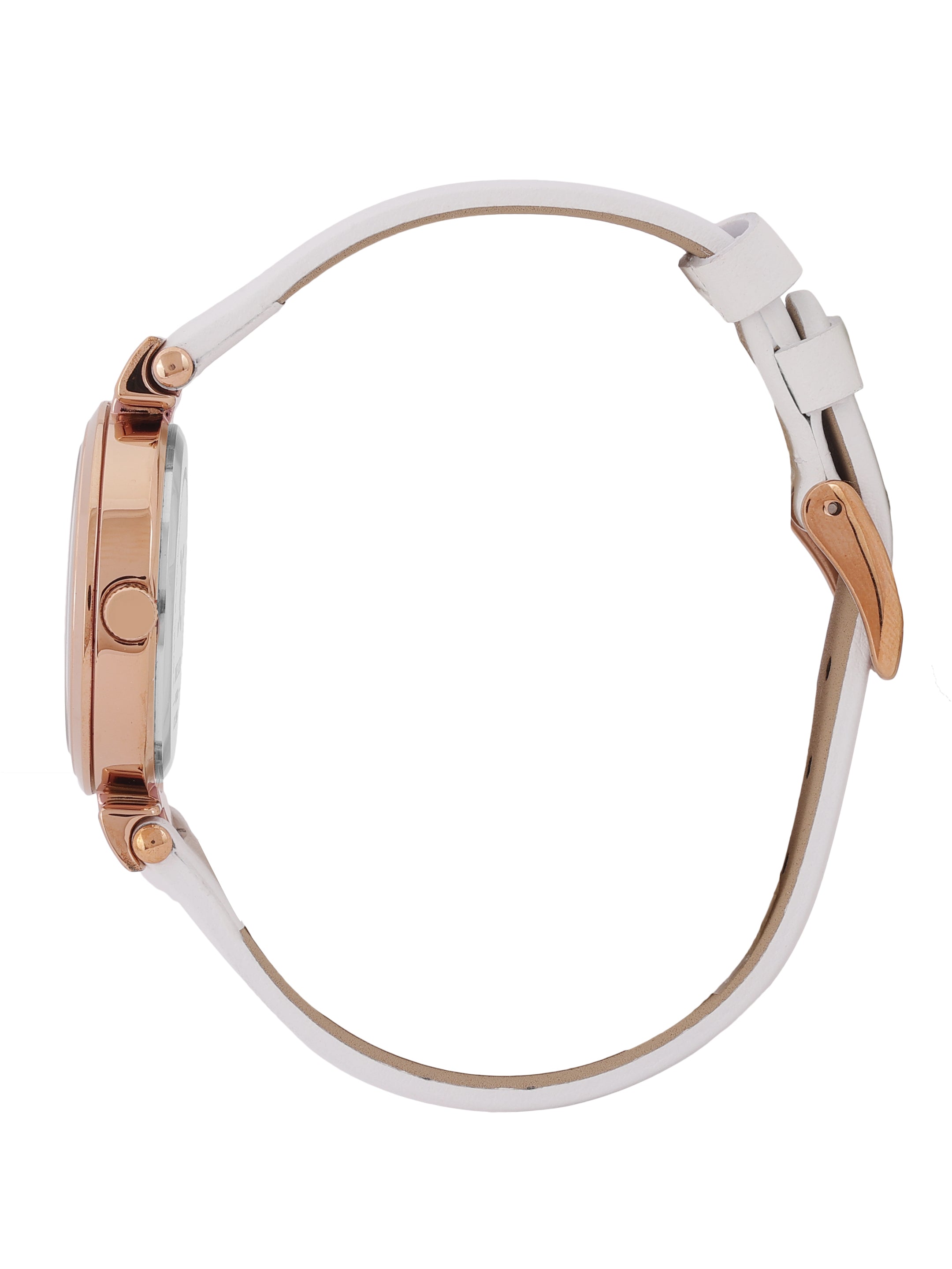 Daniel klein Premium Lady Rose Gold Silver Leather White Emboss Dial Watch DK.1.13967-6
