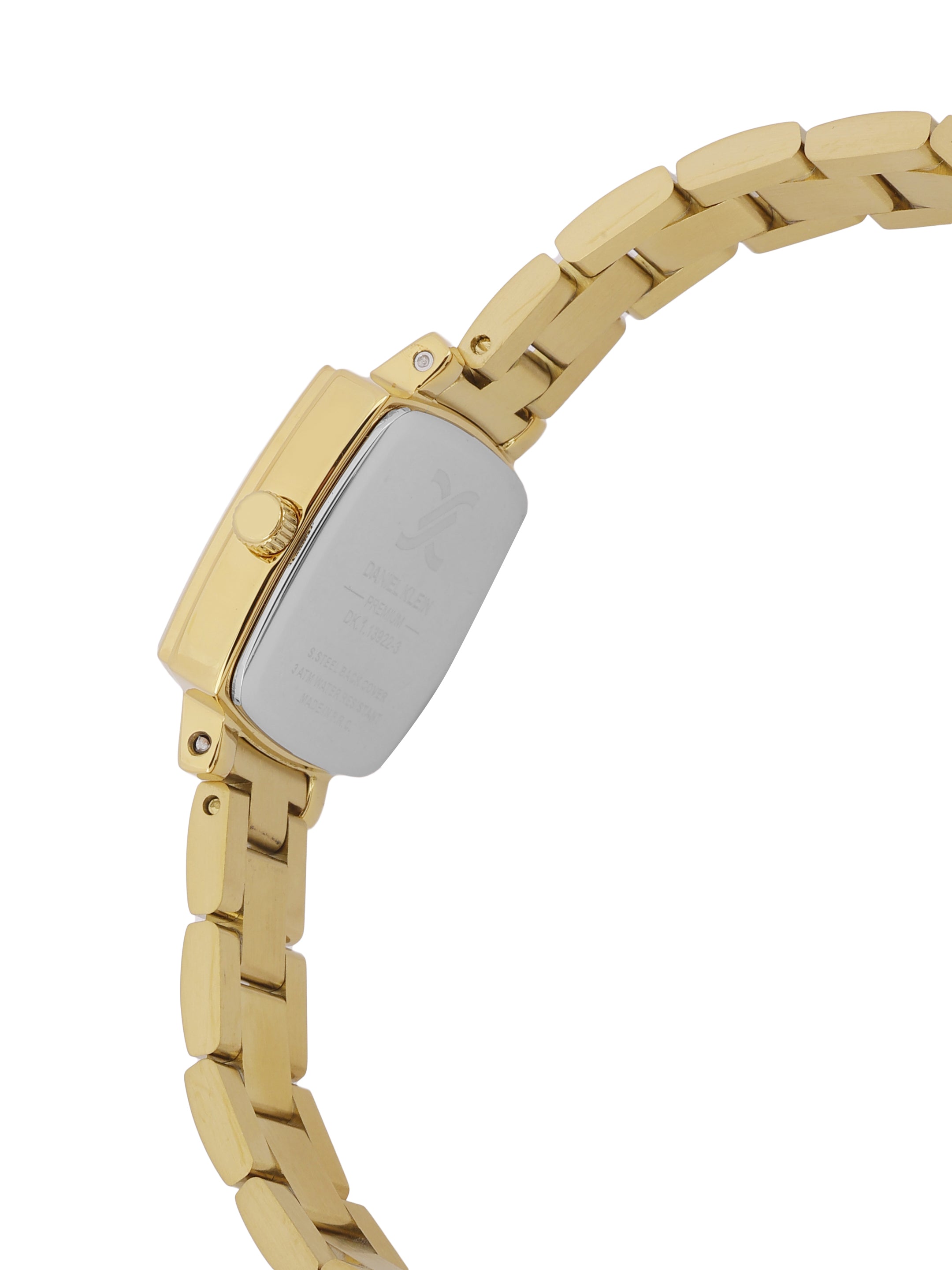 Daniel klein Premium Lady IPG Silver Embossed Dial Stone Stainless Steel Watch DK.1.13922-3