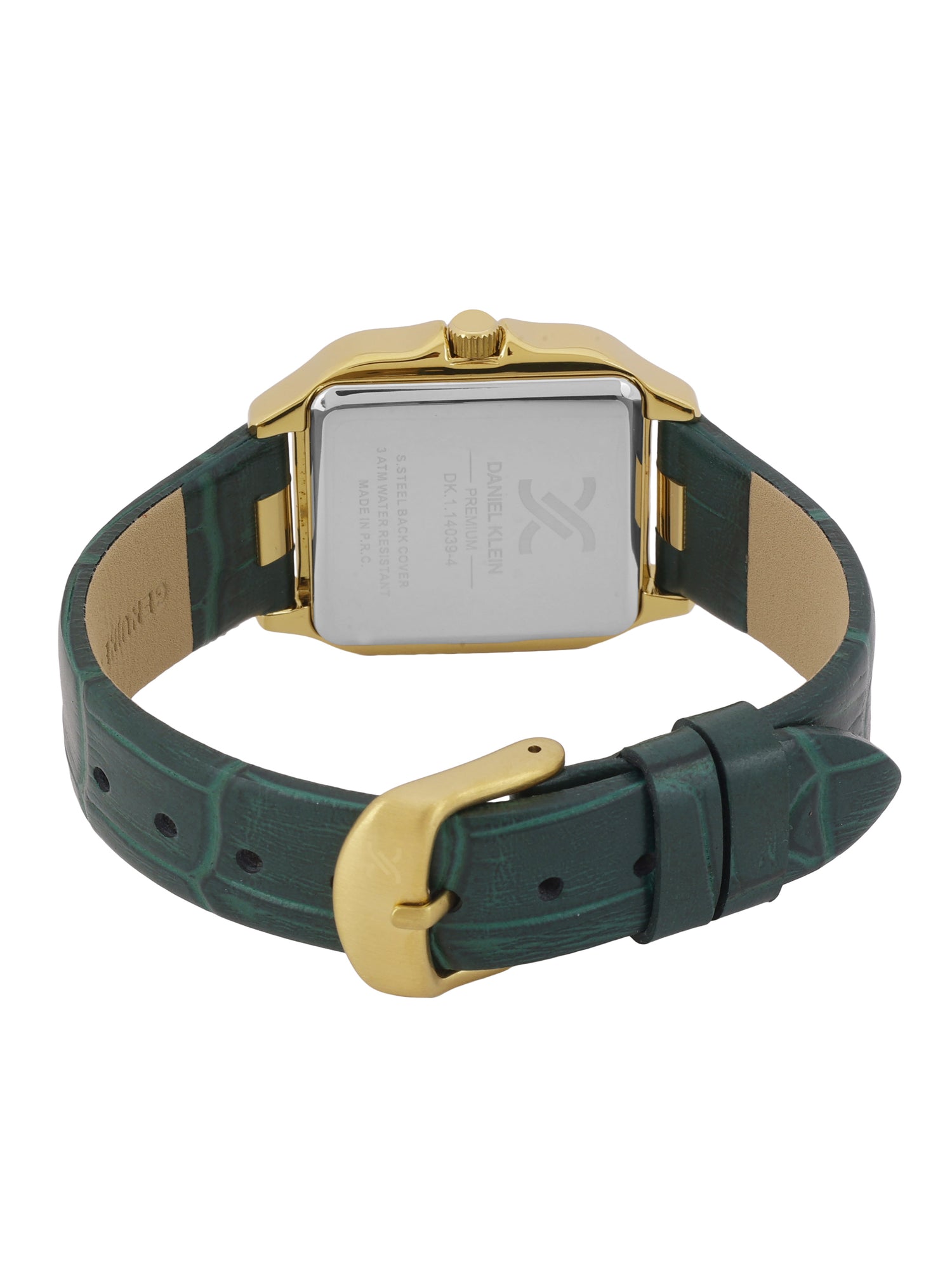 Daniel klein Premium Lady Gold Case Dark Green Leather Strap Sunray Dial Watch DK.1.14039-4
