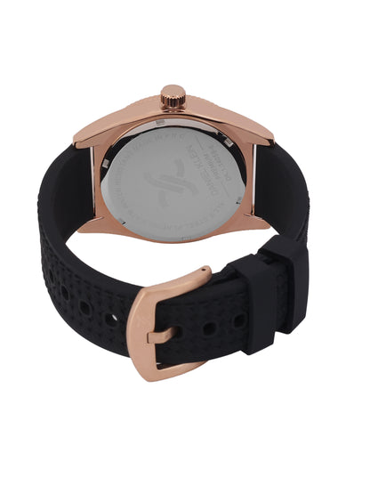 Daniel Klein Gun Black Dial Analog Watch for Men – Black Silicone Strap, Water Resistant DK.1.14058-6