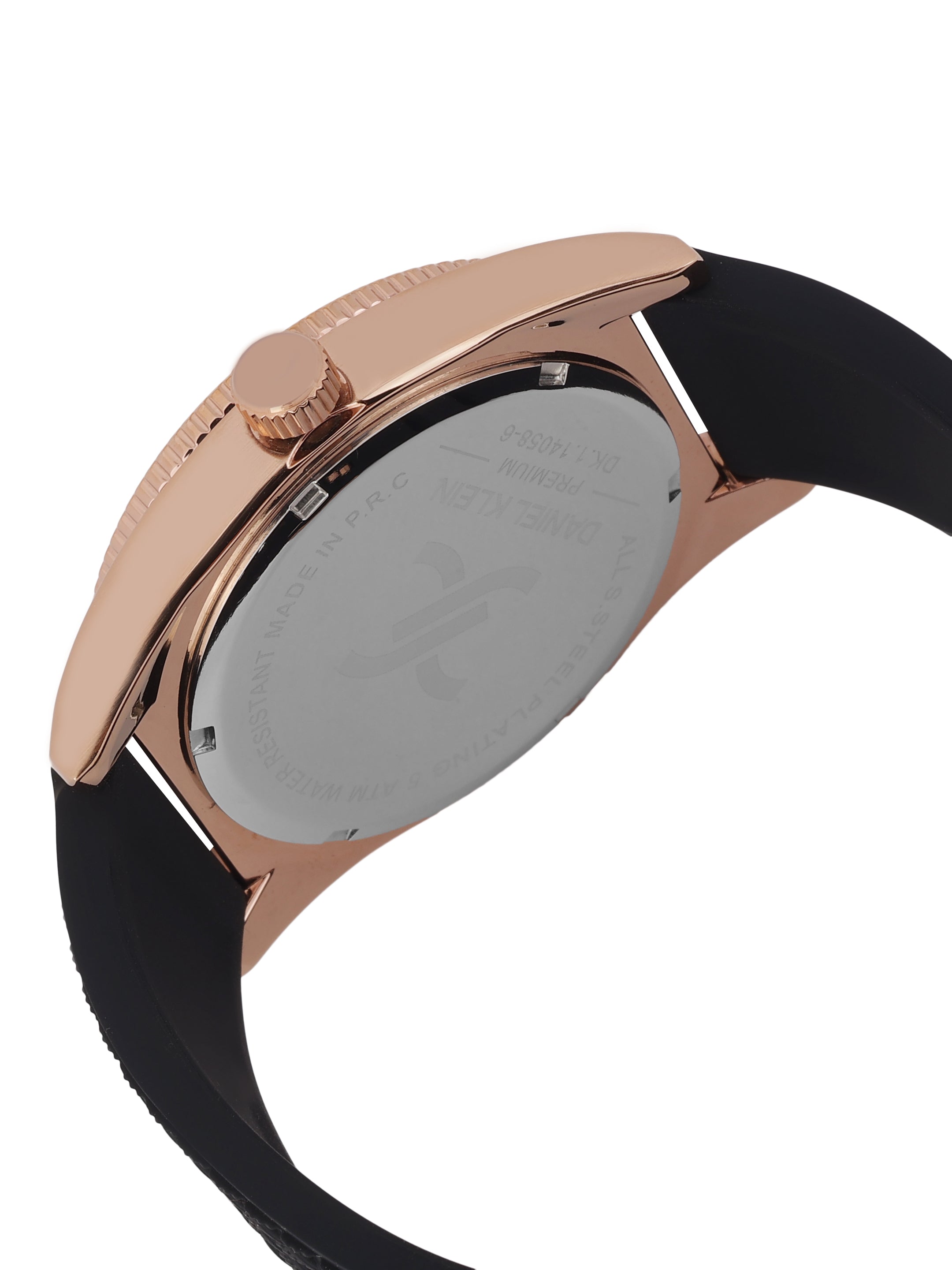 Daniel Klein Gun Black Dial Analog Watch for Men – Black Silicone Strap, Water Resistant DK.1.14058-6