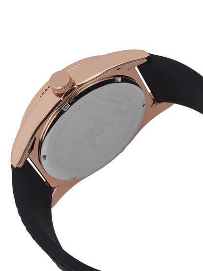 Daniel Klein Gun Black Dial Analog Watch for Men – Black Silicone Strap, Water Resistant DK.1.14058-6