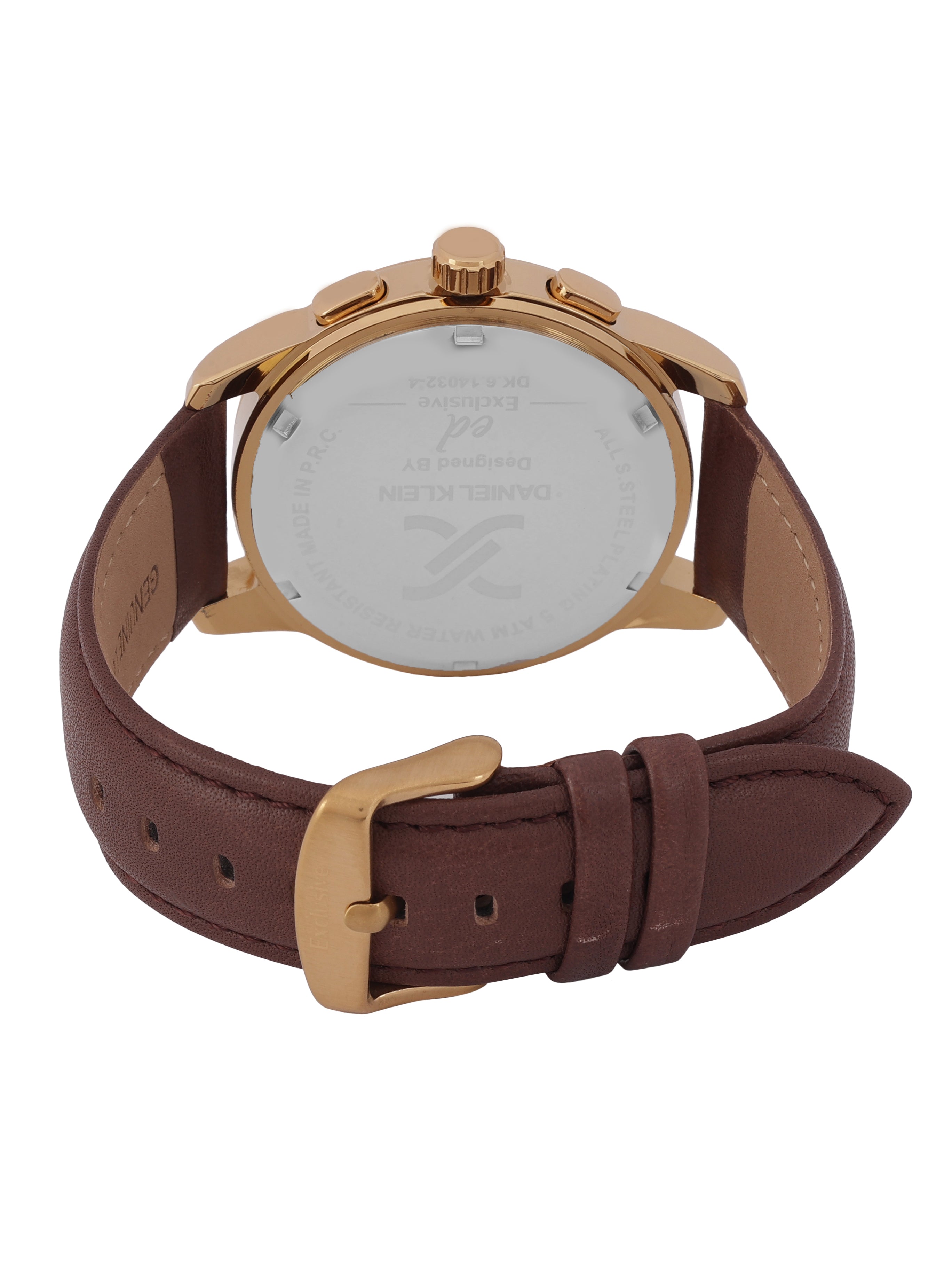 Daniel Klein Men’s Gun Black Dial Brown Leather Watch DK.6.14032-5