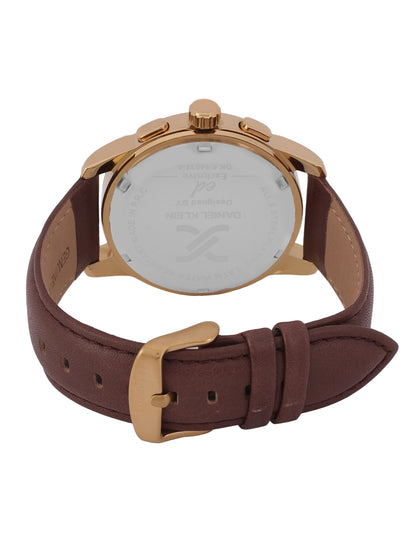 Daniel Klein Men’s Gun Black Dial Brown Leather Watch DK.6.14032-5