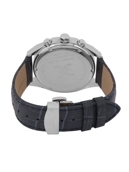 Daniel Klein Men’s Dark Blue Dial Leather Strap Watch DK.1.14065-3