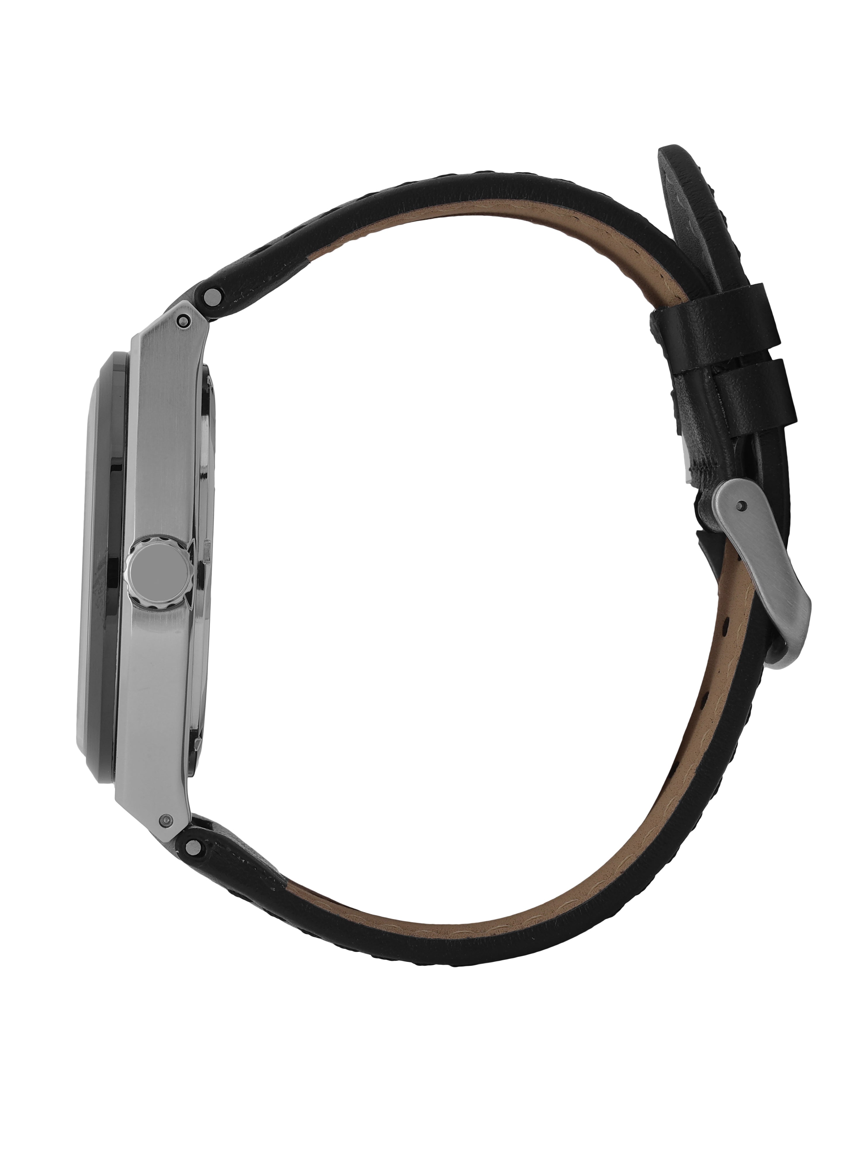 Daniel klein Dual-Tone IPS/IP Black Blue Emboss Dial Leather Watch for Men DK.1.14059-5