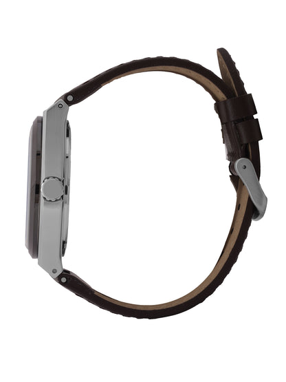 Daniel klein Dual-Tone IPS/IP Black Dark Brown Emboss Dial Leather Watch for Men DK.1.14059-4