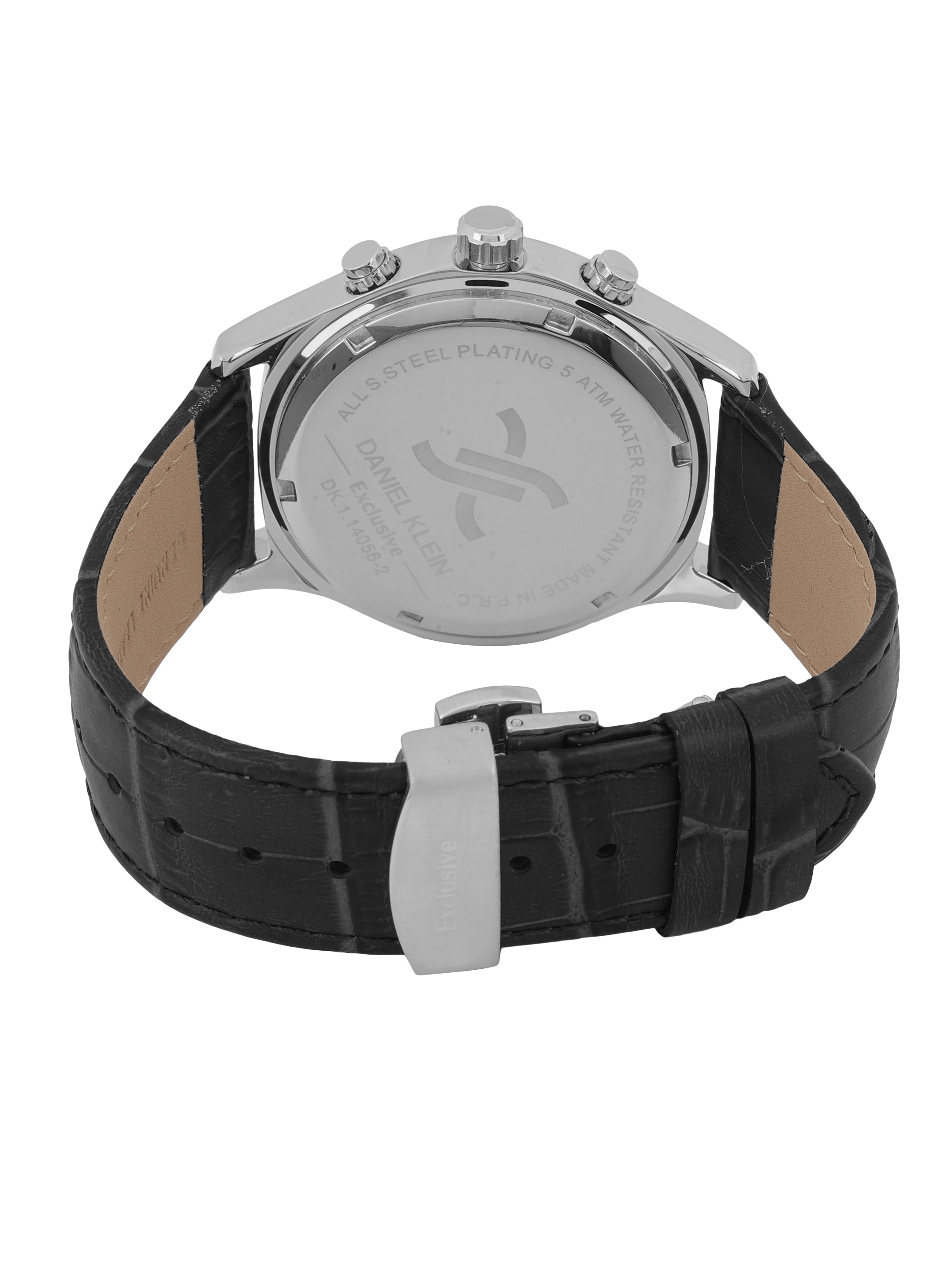 Daniel Klein Men’s Gun Black Dial Leather Strap Watch DK.1.14056-1