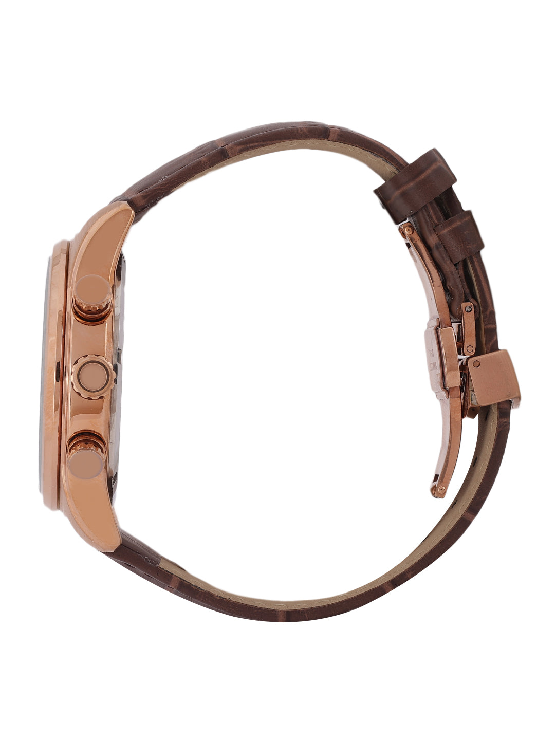 Daniel Klein Men’s Gun Dial Brown Leather Rose Gold Watch DK.1.14063-4