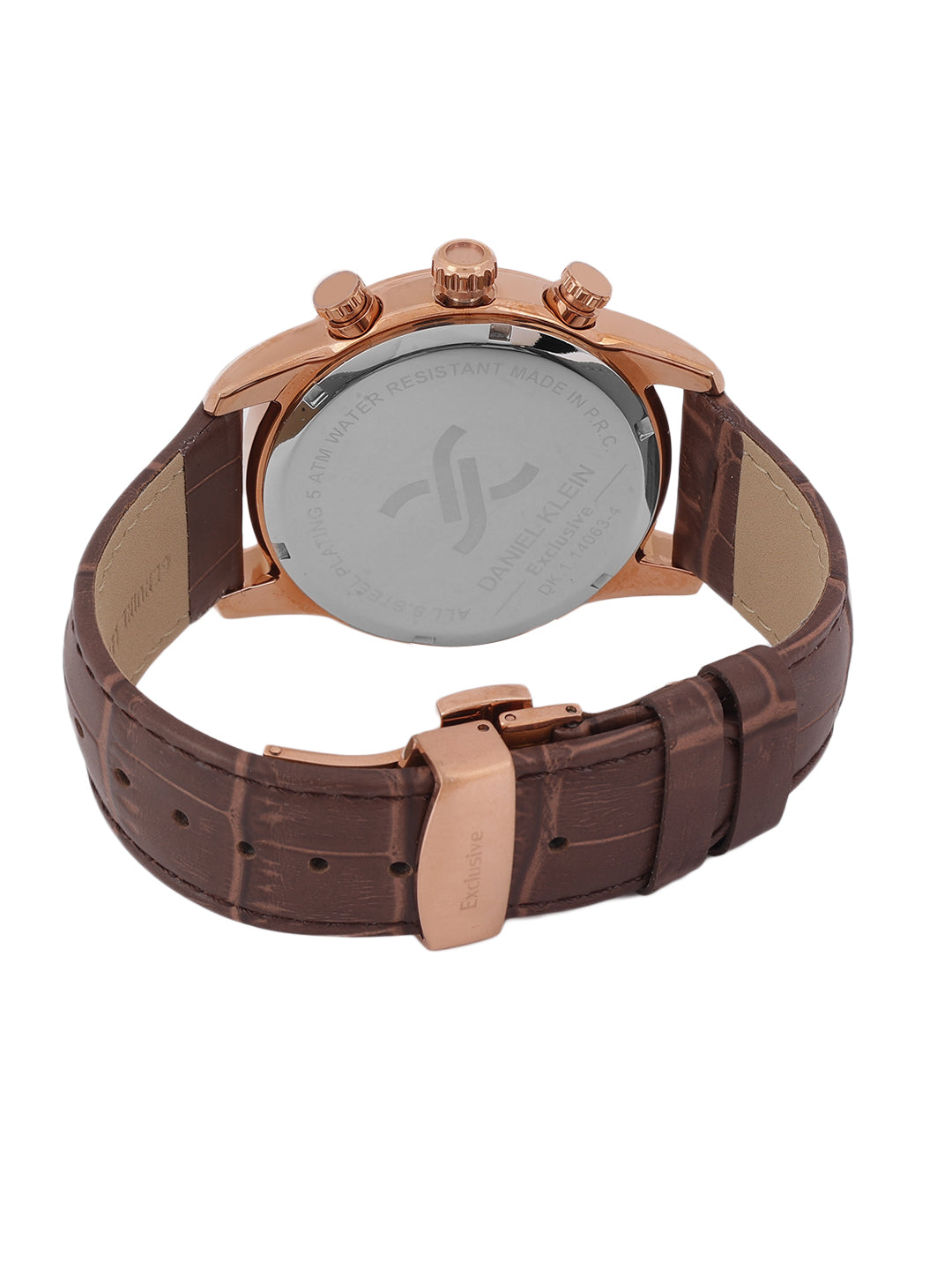 Daniel Klein Men’s Gun Dial Brown Leather Rose Gold Watch DK.1.14063-4