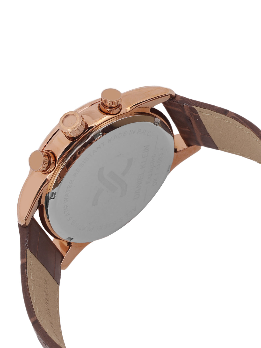 Daniel Klein Men’s Gun Dial Brown Leather Rose Gold Watch DK.1.14063-4