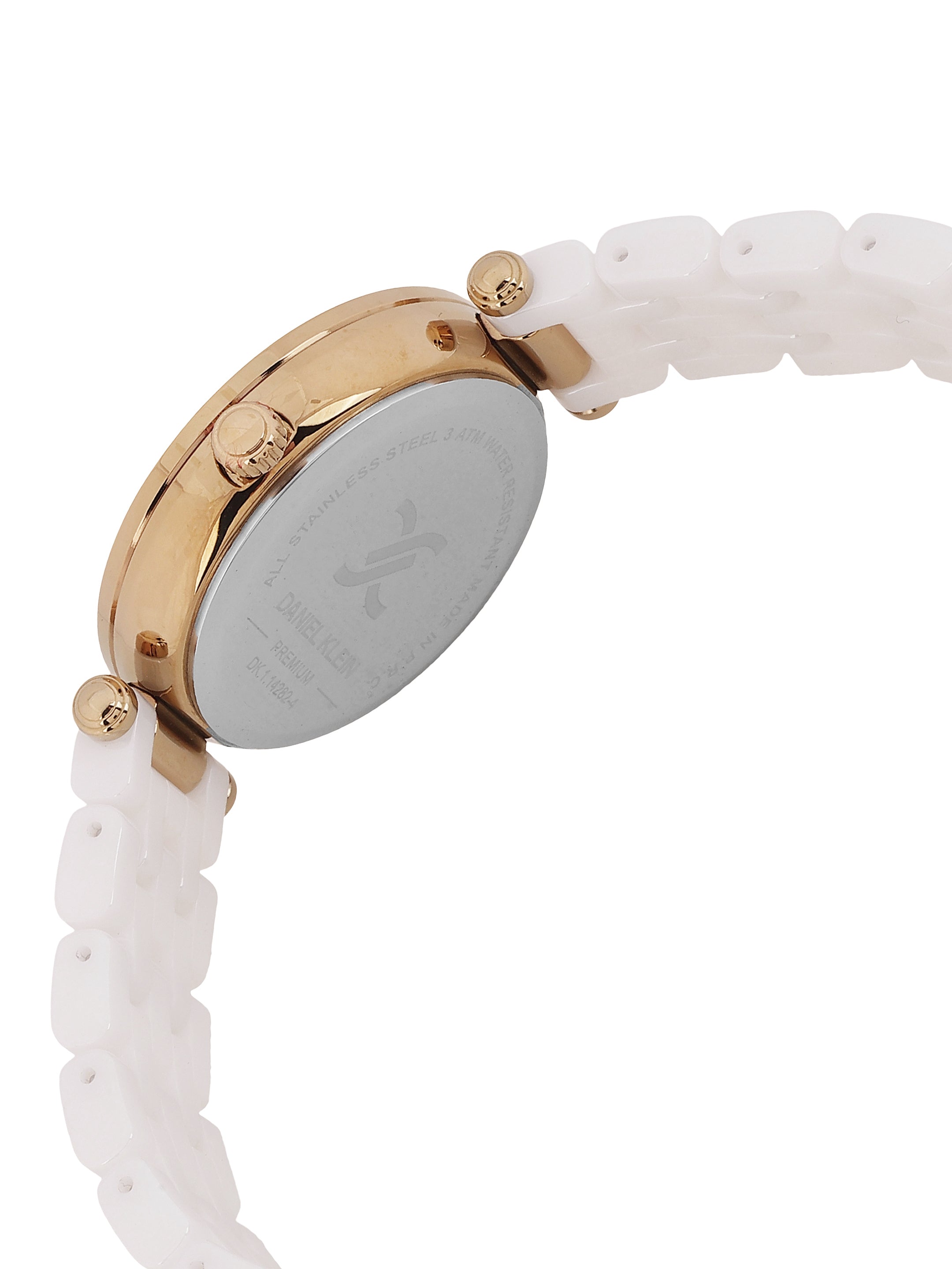 Daniel Klein Silver Dial White Strap Women’s Analog Watch DK.1.14282-1