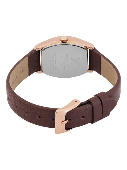Daniel Klein Silver Dial &amp; Brown Strap Women’s Analog Watch DK.1.14152-5