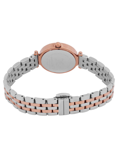 Daniel klein IPS/IP Pink R.Gold Silver MOP Sunray Dial Stone Watch for Women DK.1.13948-6