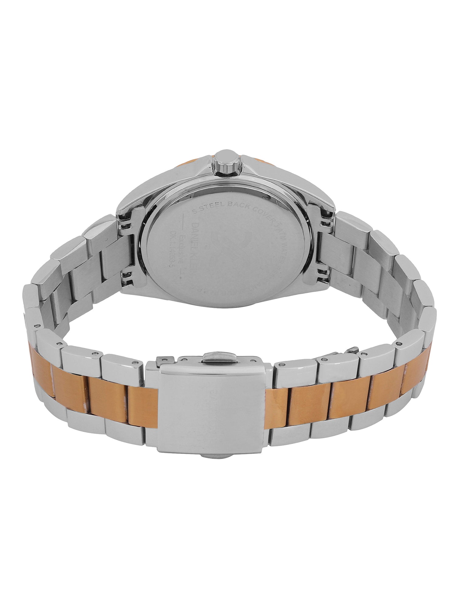 Daniel klein IPS/IP Pink R.Gold Silver Sunray Dial Watch for Women DK.1.14053-6