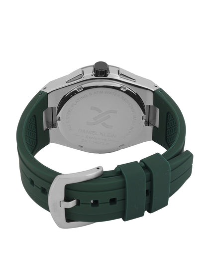 Daniel Klein Men’s Dark Brown Dial Dark Green Silicone Watch DK.1.14072-4