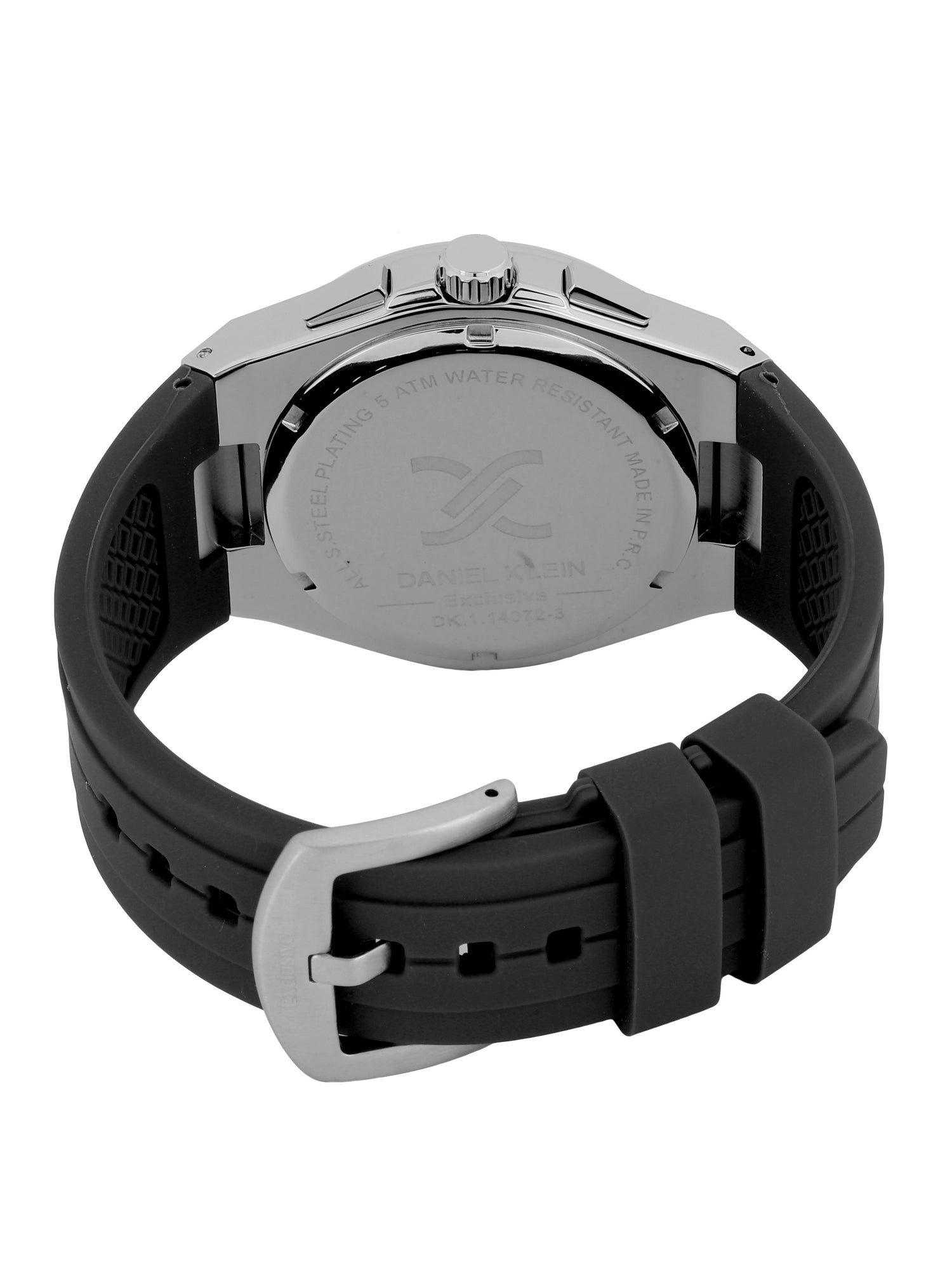 Daniel Klein Men’s Silver Dial Black Silicone Watch DK.1.14072-1