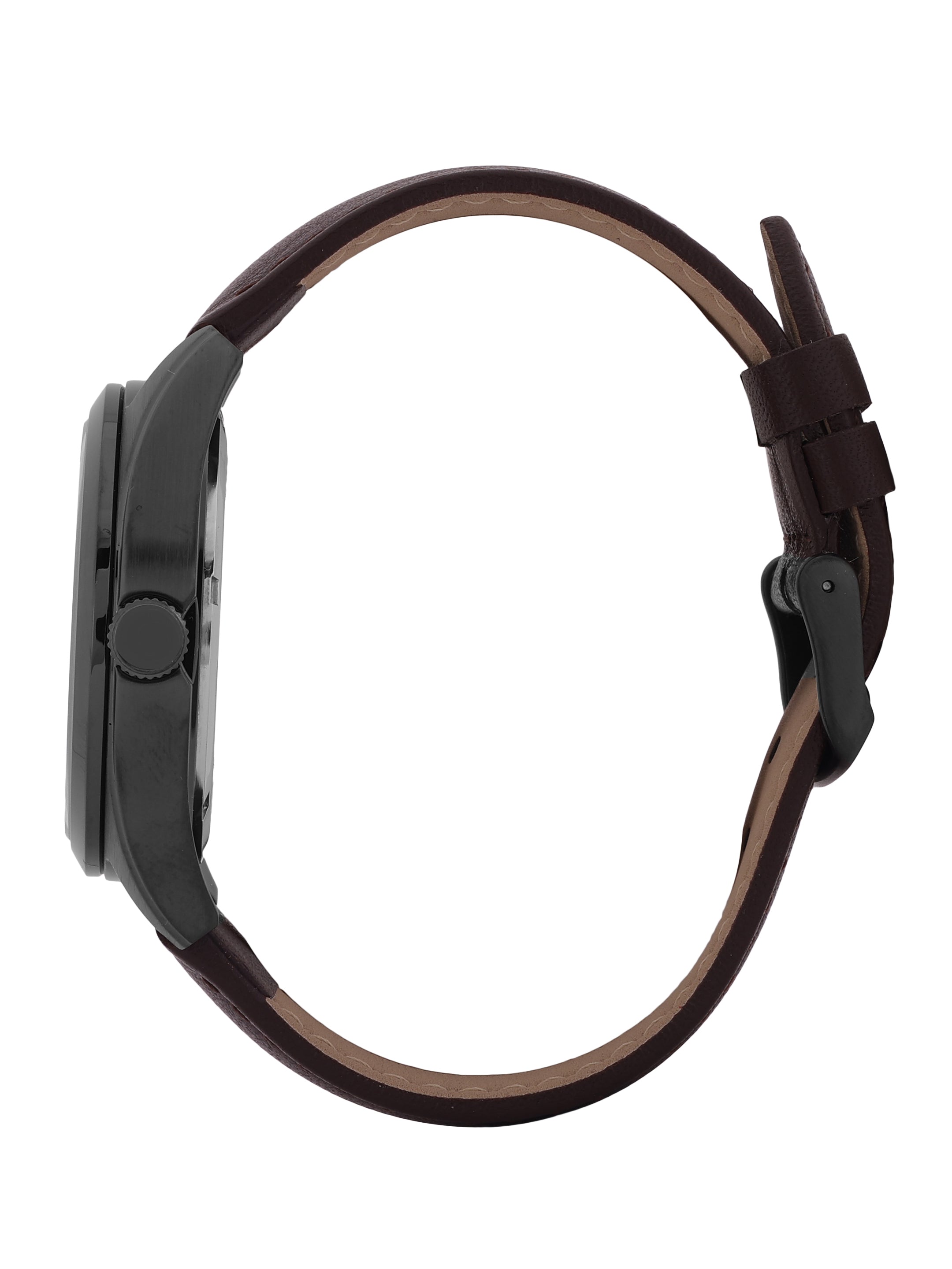 Daniel klein IP Gun Emboss Dial Brown Leather Watch for Men DK.1.14088-4